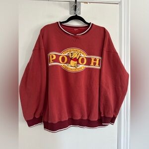 EUC Disney Winnie the Pooh Spellout VTG  collection pullover Maroon sweatshirt.